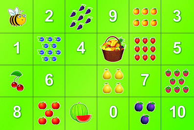 Тематическое поле-маршрутизатор "Фрукты и Цифры" для мини-робота